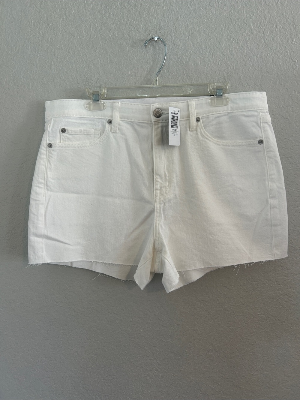 White High-Rise Denim Shorts
